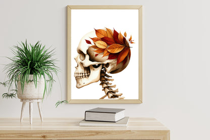 24 Watercolor Autumn Skeleton PNG Fall Skull Clipart