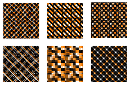 Halloween Digital Paper PNG | Black Orange Plaid Pattern, Halloween Scrapbook Paper