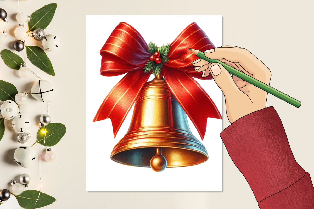 Watercolor Christmas Bells PNG Bundle 20 Festive Holiday Bell Clipart