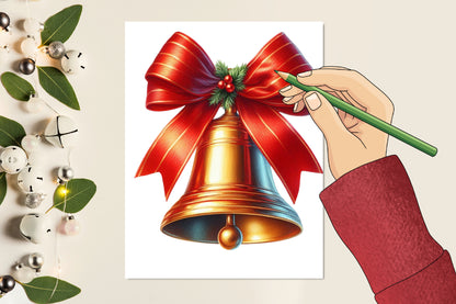 Watercolor Christmas Bells PNG Bundle 20 Festive Holiday Bell Clipart