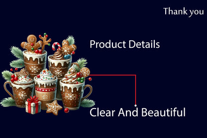 Christmas Gingerbread Coffee PNG Clipart Bundle | Watercolor Gingerbread Man Coffee Mugs, Cocoa & Holiday Treats
