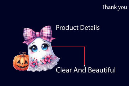 Halloween Cute Ghost PNG Bundle Pink Bow Ghost Watercolor Clipart
