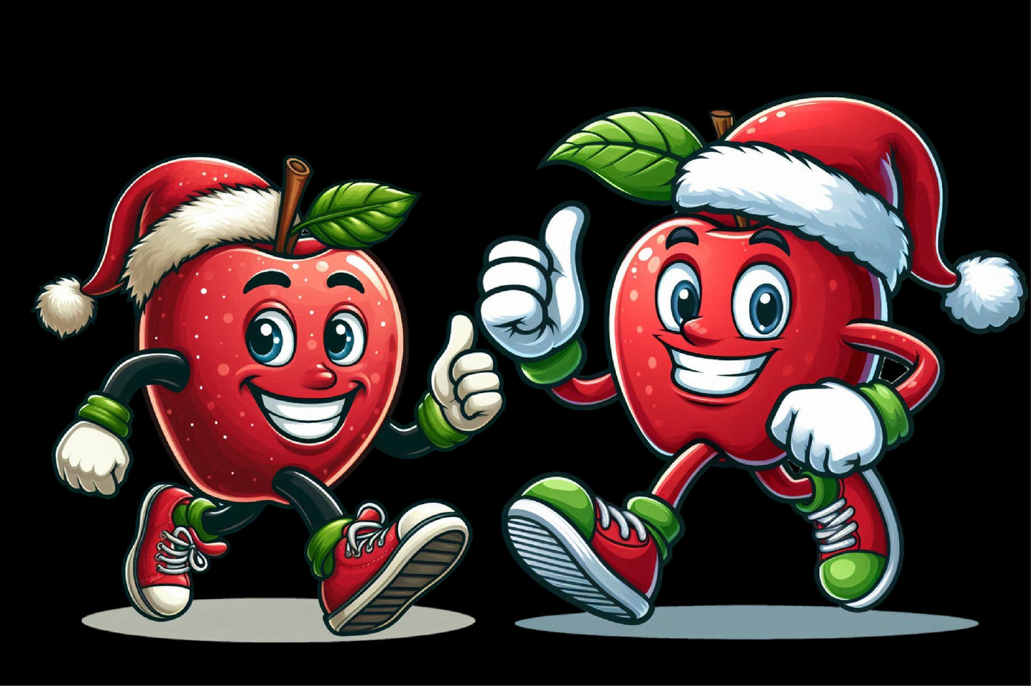 20 Christmas Apple PNG Clipart Bundle Watercolor Santa Hat Cute Fruit Holiday