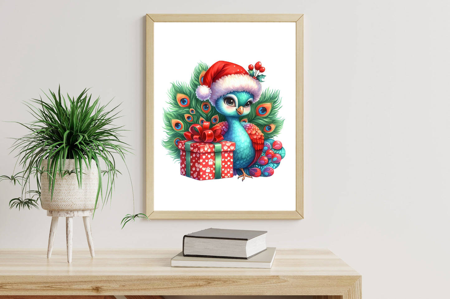 Watercolor Christmas Peacock PNG Bundle 11 Festive Peacock Clipart