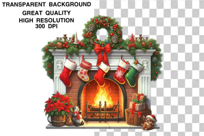 Christmas Clipart PNG Bundle | Santa Claus, Reindeer, Gifts, Stockings, Christmas Tree & Holiday Designs