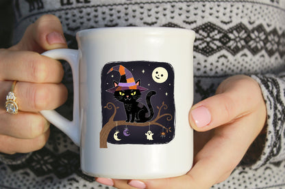 Halloween Black Cat Witch Sublimation PNG