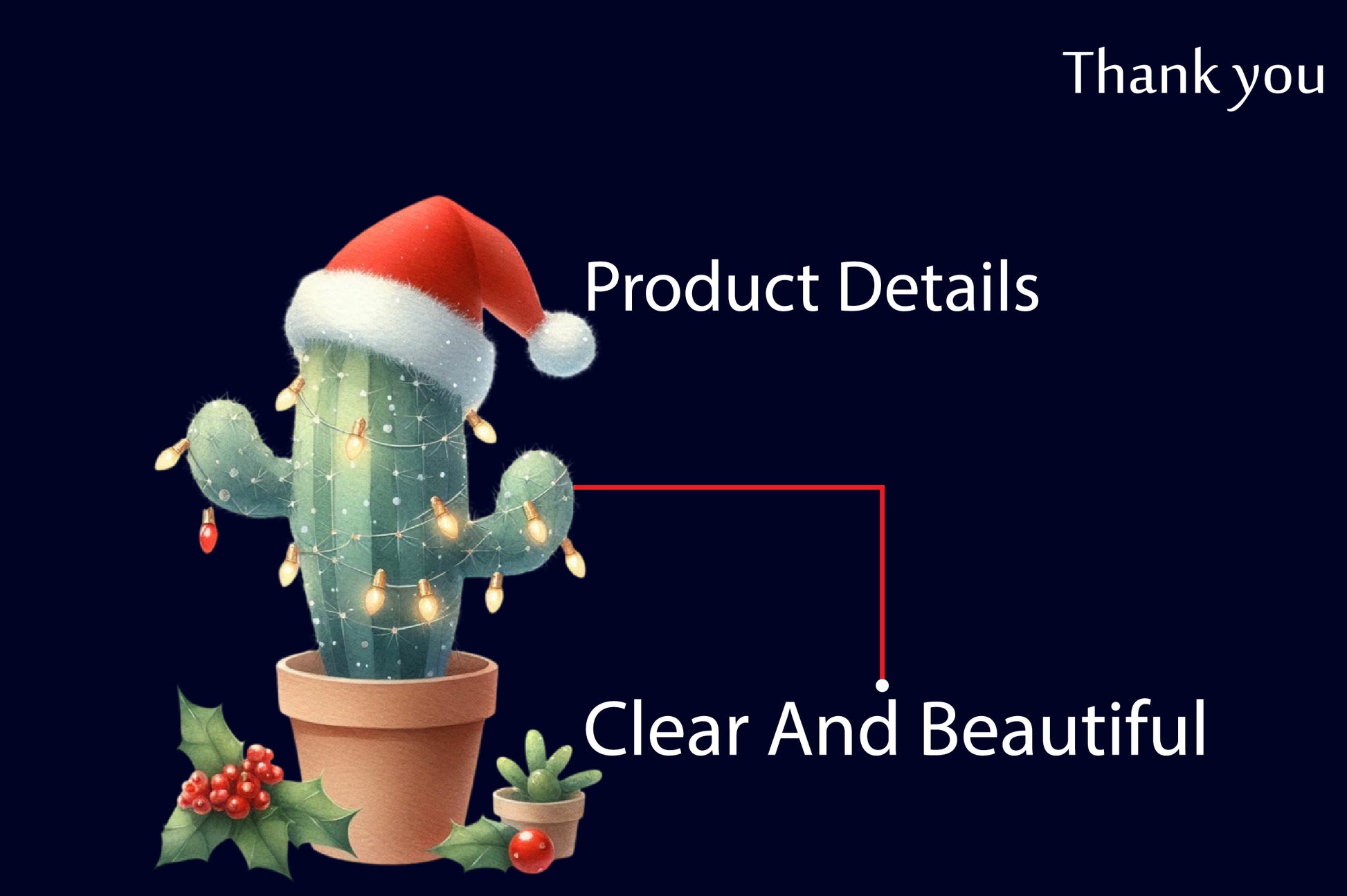 Christmas Cactus PNG Clipart Bundle | Watercolor Christmas Cactus with Santa Hats, Lights, Holly & Holiday Decor