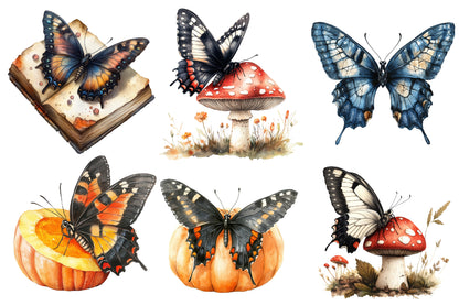 Halloween Butterfly Clipart PNG Bundle | Gothic Butterfly PNG, Spooky Butterfly Clipart