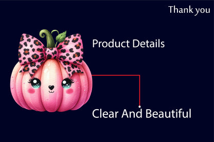 48 Halloween Pink Pumpkin PNG Bundle Leopard Bow Cute Fall Clipart