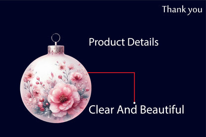 26 Watercolor Pink Christmas Globe Bauble PNG Bundle Floral Ornament