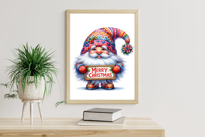 22 Christmas Holiday Gnome PNG Watercolor Clipart Bundle Festive Gnomes