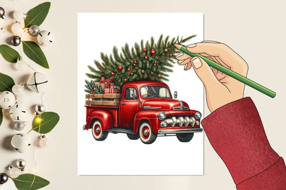 Watercolor Christmas Truck PNG Bundle 20 Festive Truck Clipart