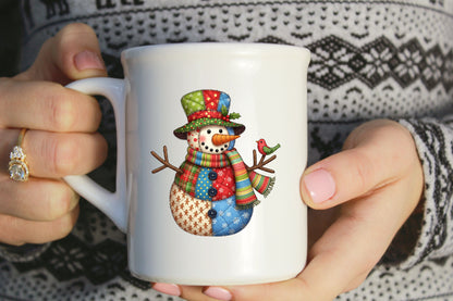 Patchwork Snowman Christmas Sublimation PNG