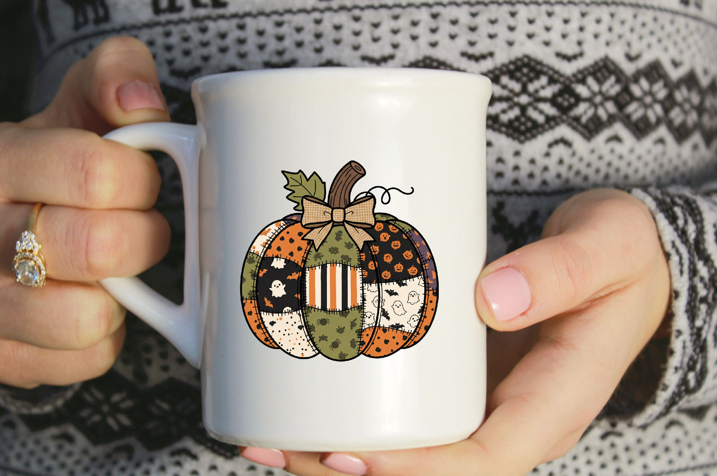 Patchwork Halloween Pumpkin Sublimation PNG