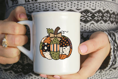 Patchwork Halloween Pumpkin Sublimation PNG
