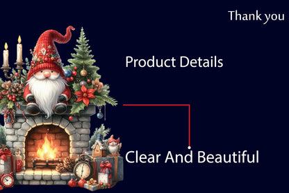 Christmas Gnome Fireplace PNG Bundle | Watercolor Christmas Gnomes, Fireplace & Holiday Mantel Clipart