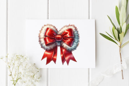 Christmas Red Bow PNG Festive Holiday Ribbon Clipart