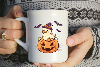 Cute Halloween Duck Pumpkin Witch Hat Bat PNG