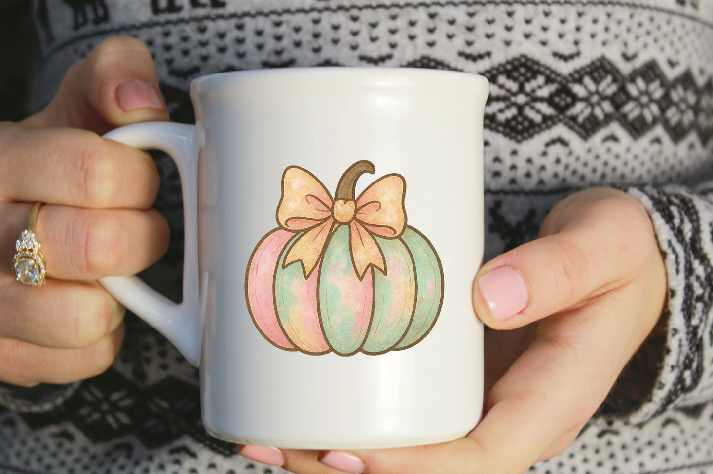 Pastel Halloween Pumpkin Bow PNG Sublimation Design