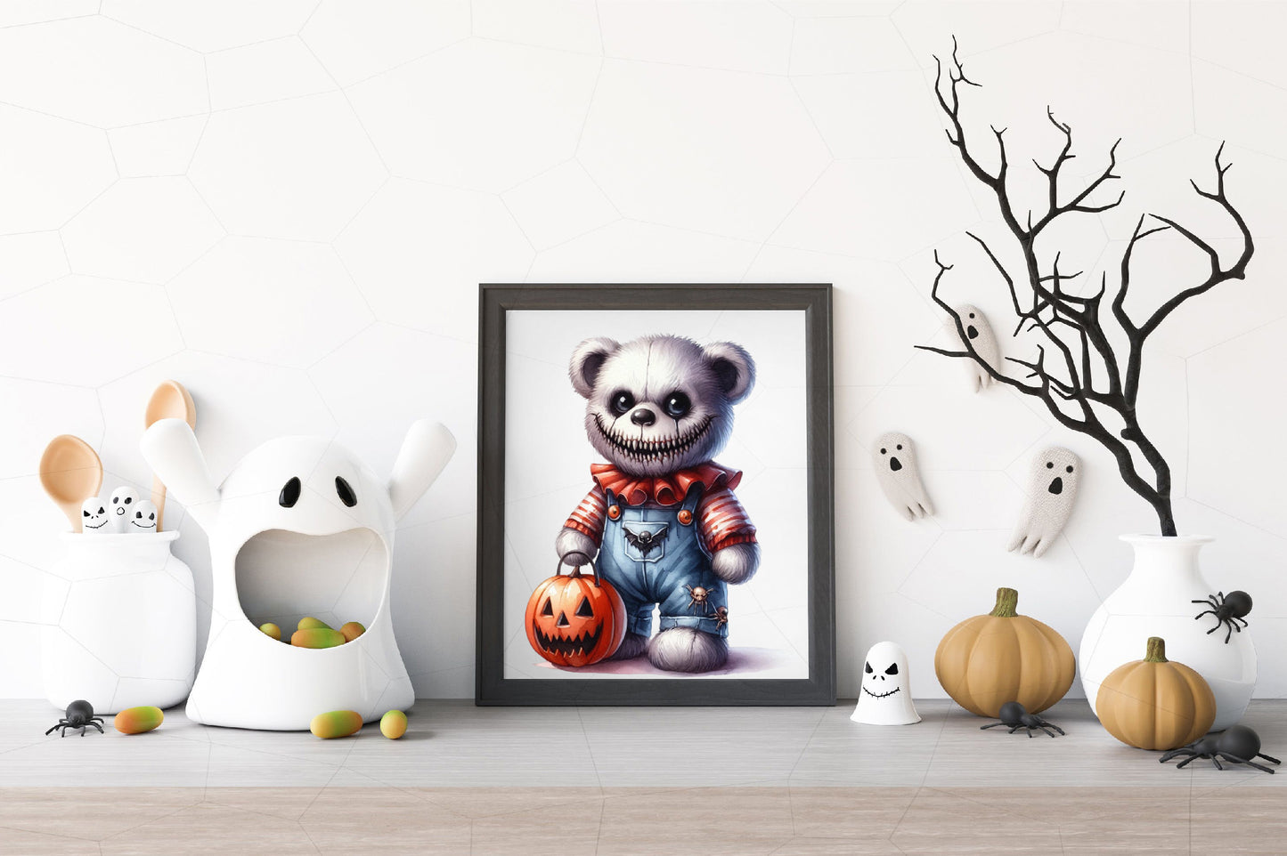 18 Halloween Scary Teddy Bear PNG Bundle Cute Spooky Bear Pumpkin Clipart