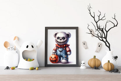 18 Halloween Scary Teddy Bear PNG Bundle Cute Spooky Bear Pumpkin Clipart