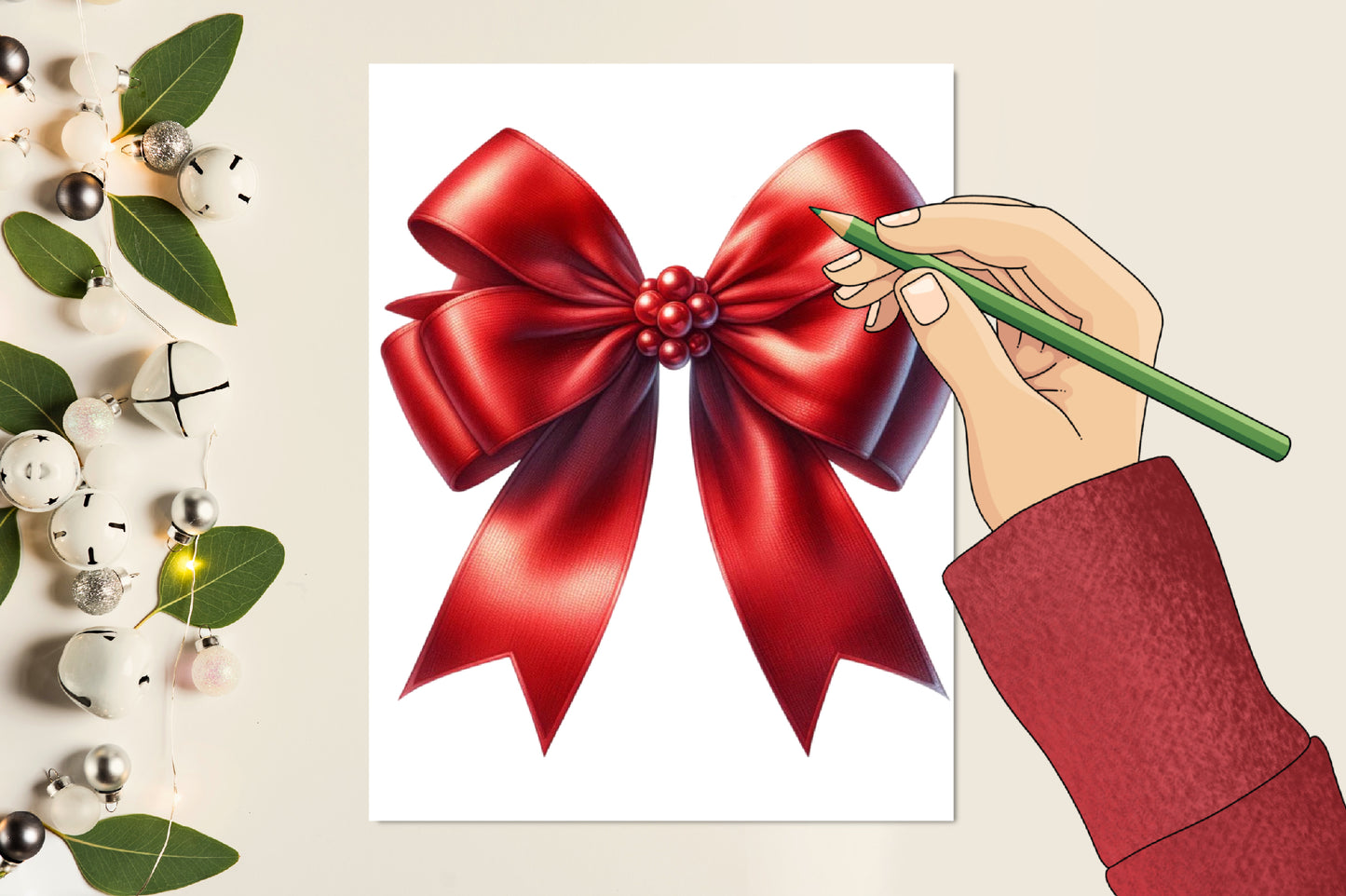 Christmas Red Bow PNG Clipart Bundle | Watercolor Red Christmas Bows, Ribbon, Gold Trim & Holiday Bow Designs