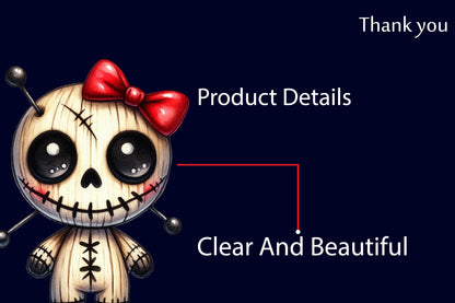 17 Halloween Voodoo Doll PNG Bundle Creepy Stitched Skull Doll Clipart