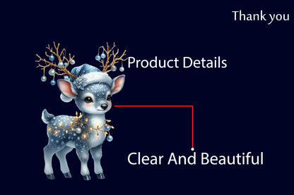 23 Christmas Blue Reindeer PNG Bundle Watercolor Winter Deer Clipart