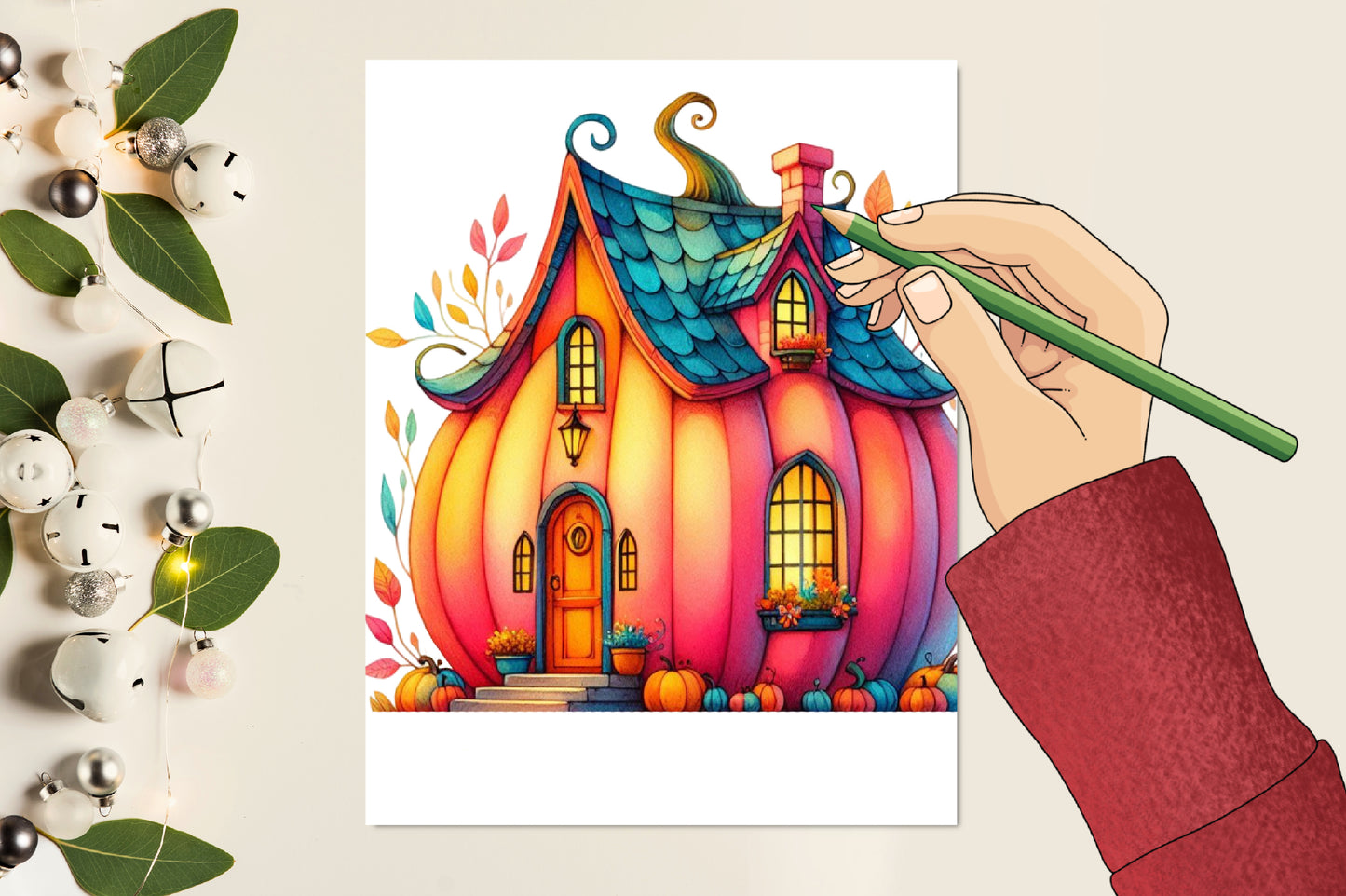 Watercolor Halloween Pumpkin House PNG Bundle 29 Magical Pumpkin House Clipart