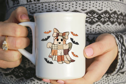 Patchwork Halloween Ghost Bat PNG Cute Autumn Witch
