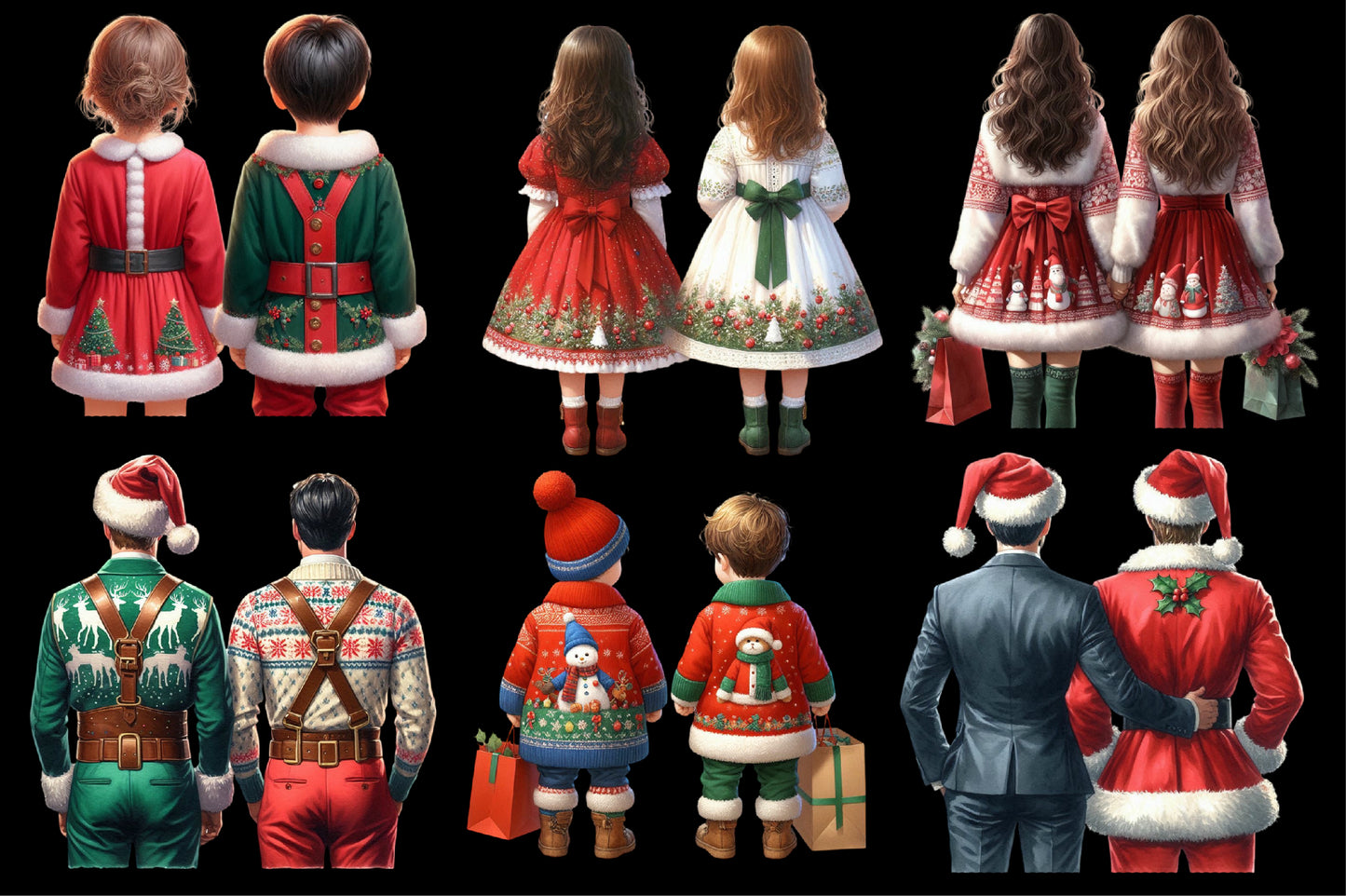 Best Friends Christmas PNG Bundle | Watercolor Christmas Friends Clipart, Holiday Couple & Matching Christmas PNG