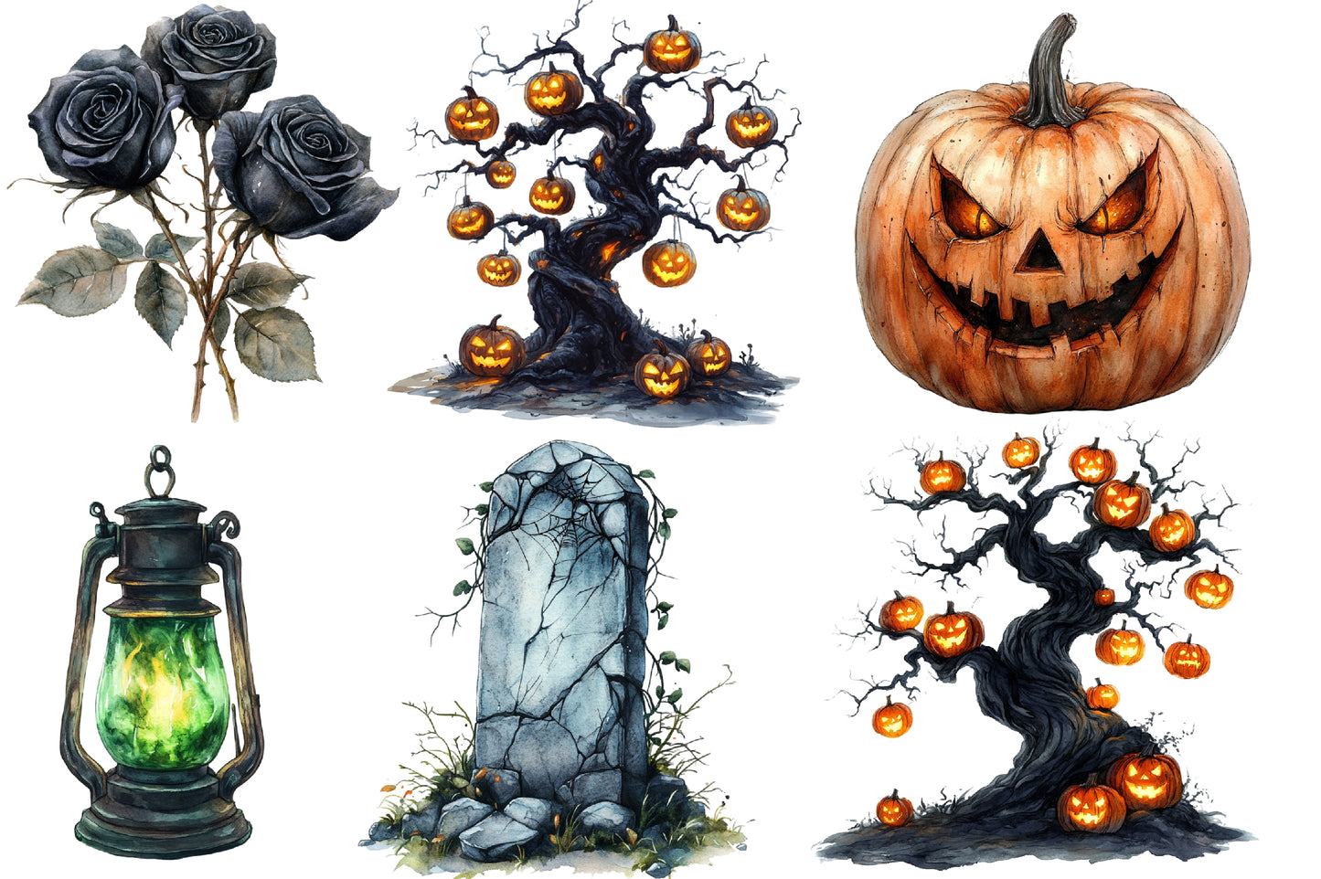 Dark Halloween PNG Bundle | Gothic Halloween Clipart, Black Cat, Skull, Haunted House, Pumpkin & Witch PNG