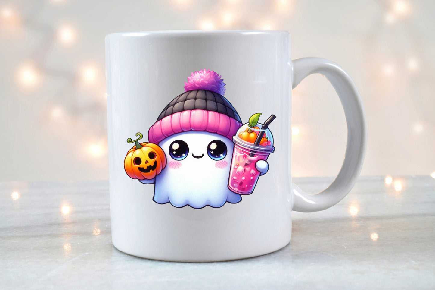 Halloween Ghost Coffee Pumpkin PNG Bundle | Cute Kawaii Ghost, Pumpkin & Coffee Halloween Clipart