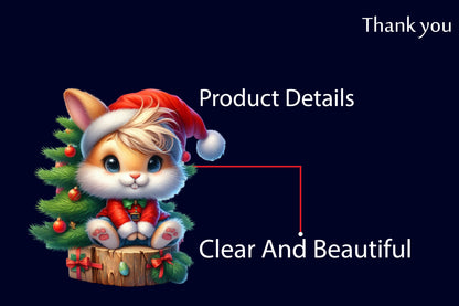 Christmas Bunny with Santa Hat PNG Clipart Bundle | Watercolor Christmas Rabbit, Cute Bunny, Santa Hat, Christmas Tree & Holiday Decor