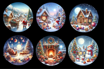 Watercolor Christmas Scenes PNG Bundle 13 Winter Holiday Clipart