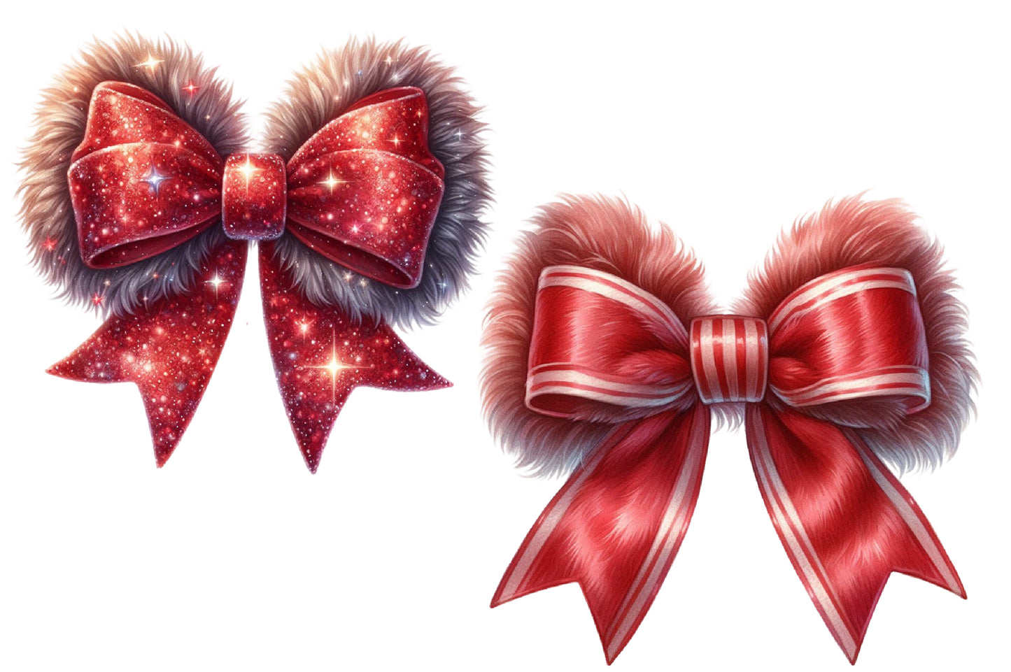 Red Coquette Christmas Bow Clipart PNG Bundle | Christmas Bow PNG | Red Bow Sublimation