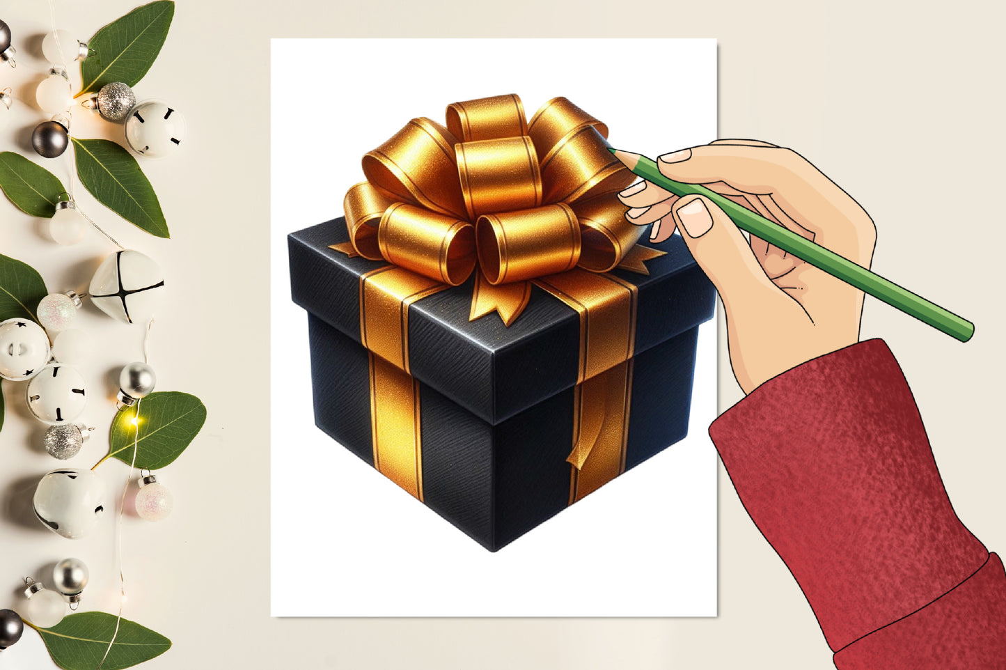 12 Christmas Gift Box PNG Clipart Bundle Watercolor Gold Ribbon Holiday Present