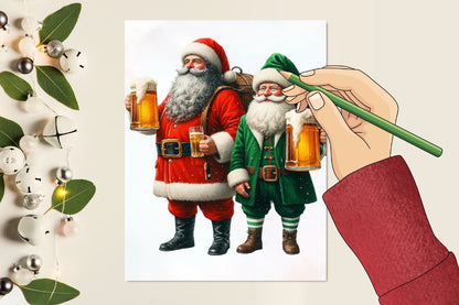 16 Christmas Beer Sublimation PNG Santa Elf Holiday Beer Clipart Bundle