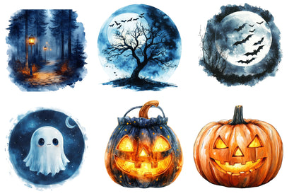 Halloween Night Clipart PNG | Spooky Night PNG, Halloween Moon Clipart, Owl & Haunted House PNG,