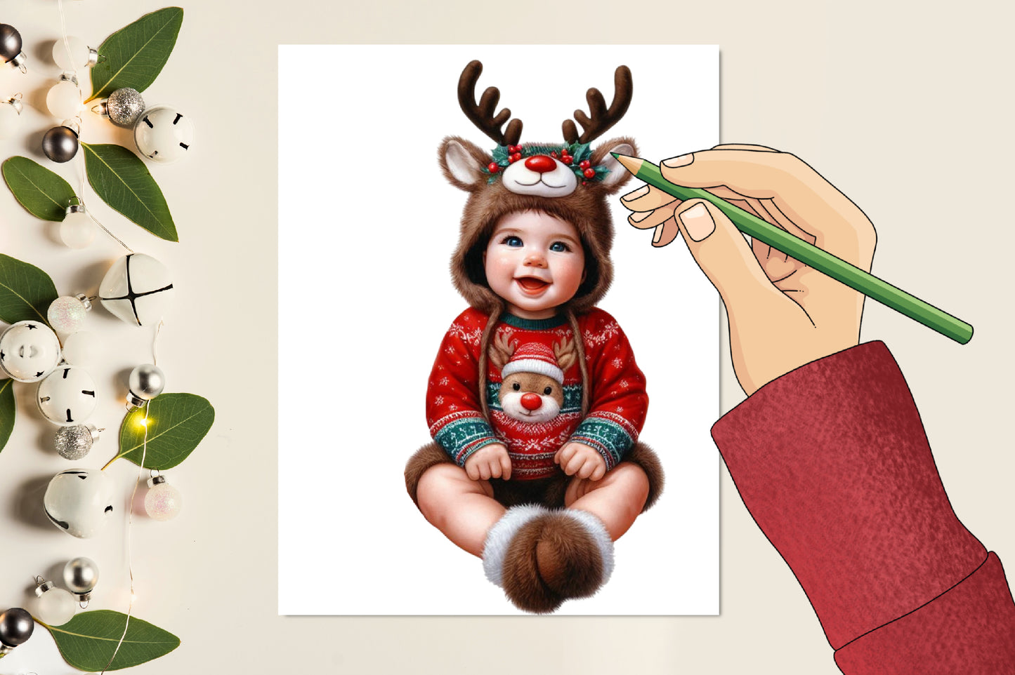 Cute Christmas Baby PNG Bundle 17 Watercolor Baby Christmas Clipart