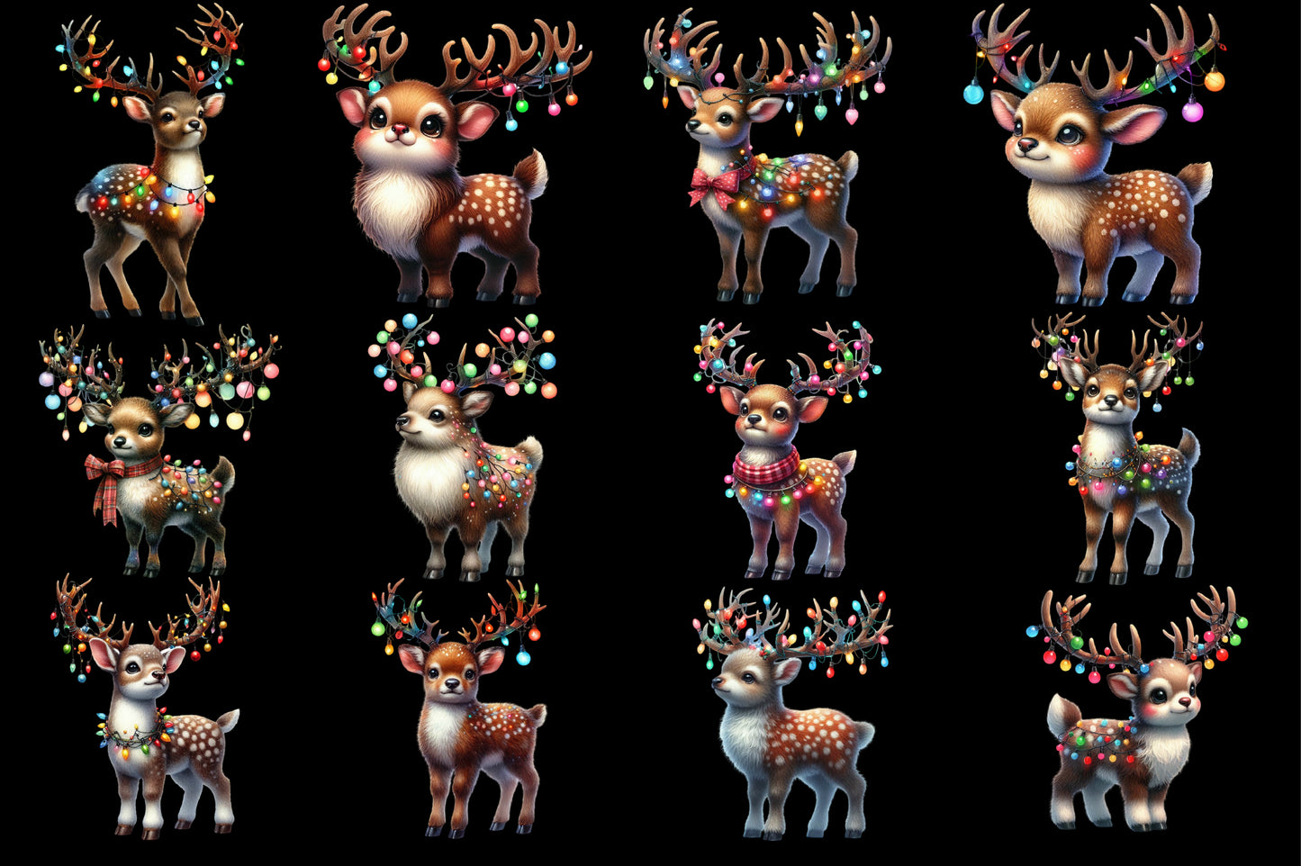 Watercolor Christmas Deer PNG Bundle 31 Festive Reindeer Clipart
