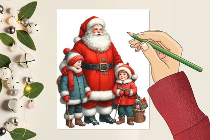 Christmas Sublimation PNG Bundle | 14 Watercolor Santa Holiday Designs