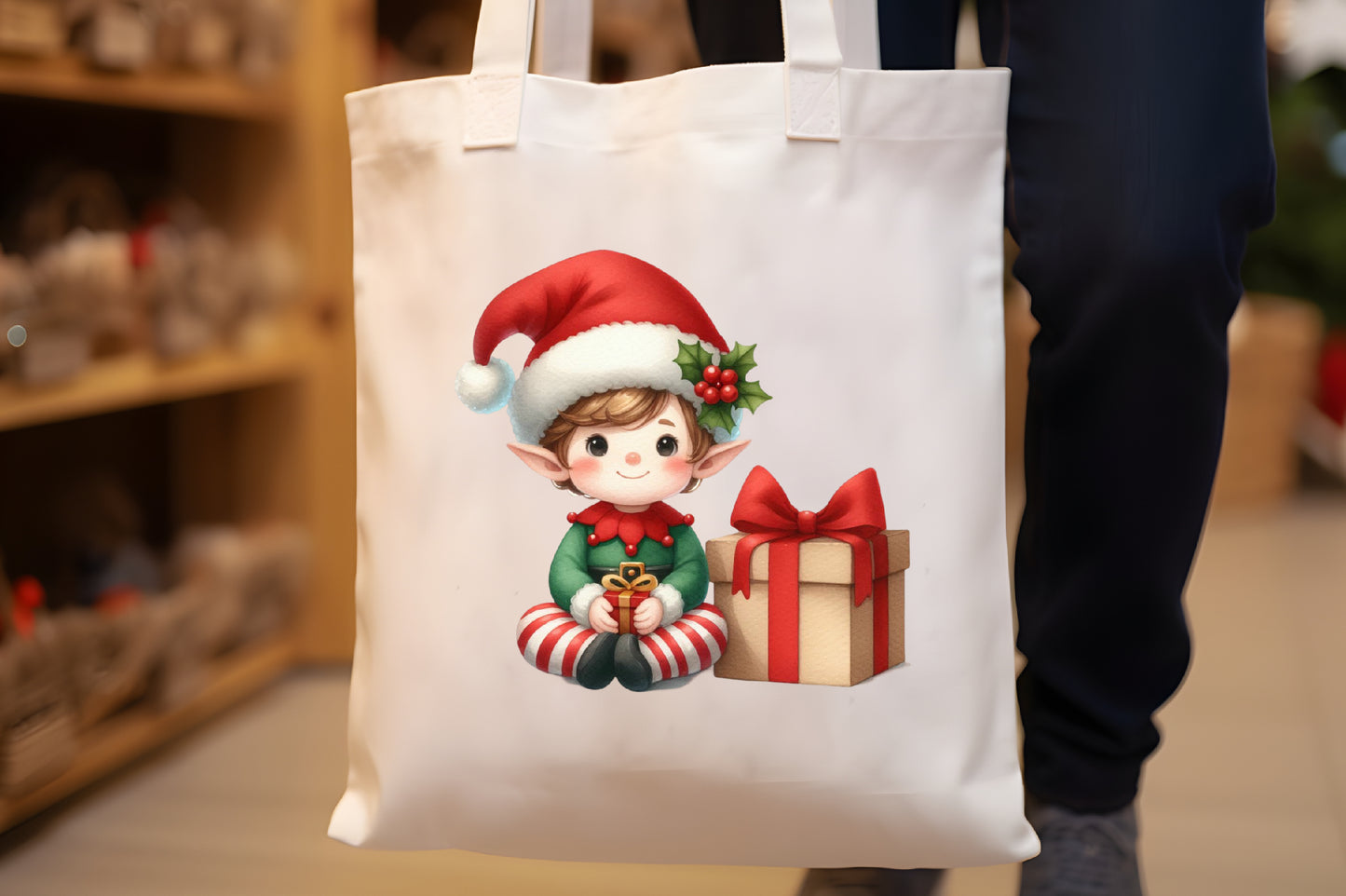 Christmas Cute Elves PNG Bundle | Watercolor Christmas Elf Clipart, Cute Santa Elves & Festive Holiday Sublimation
