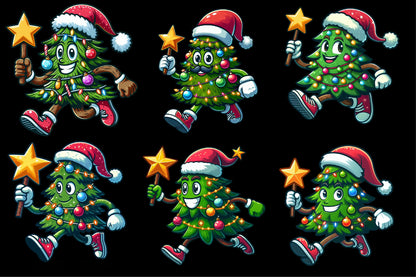Funny Christmas Tree PNG Bundle Cute Cartoon Christmas Tree Clipart