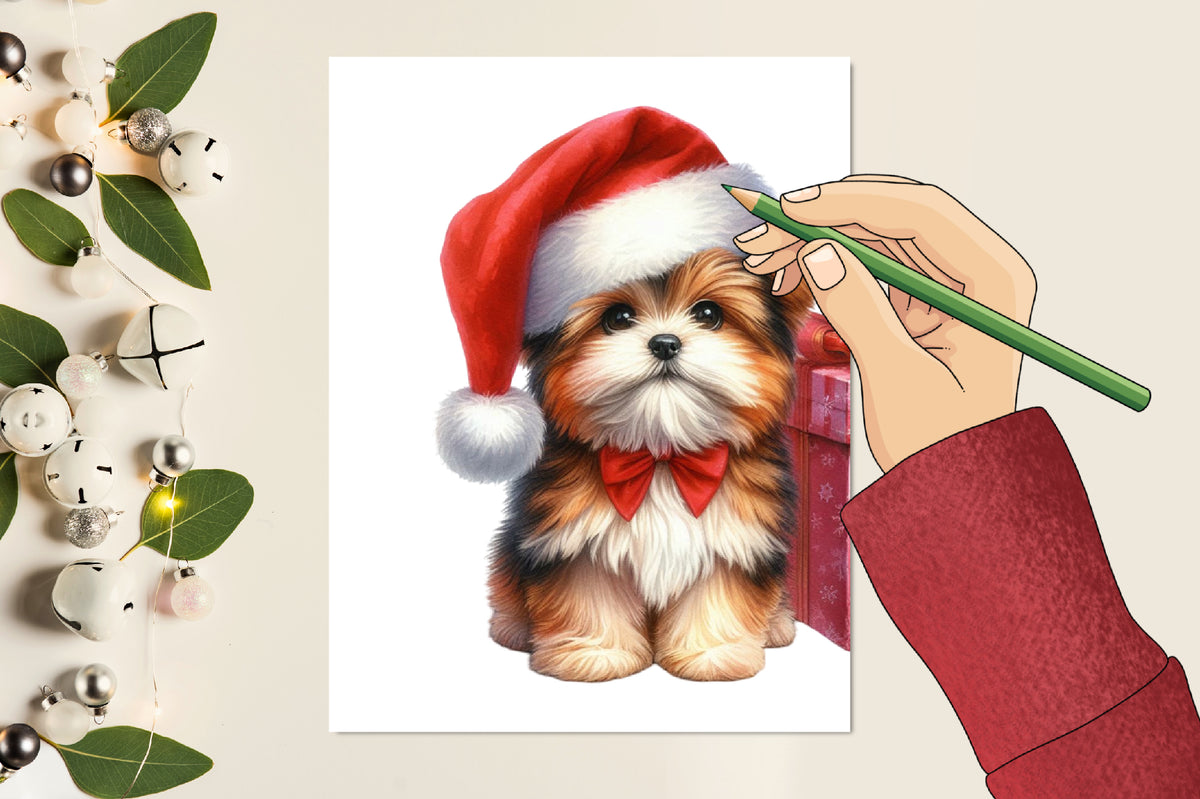 16 Christmas Dog PNG Clipart Bundle Watercolor Cute Holiday Puppy