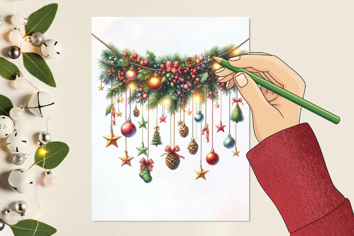 Christmas Hanging Garland PNG Bundle Watercolor Christmas Decorations