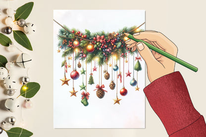 Christmas Hanging Garland PNG Bundle Watercolor Christmas Decorations