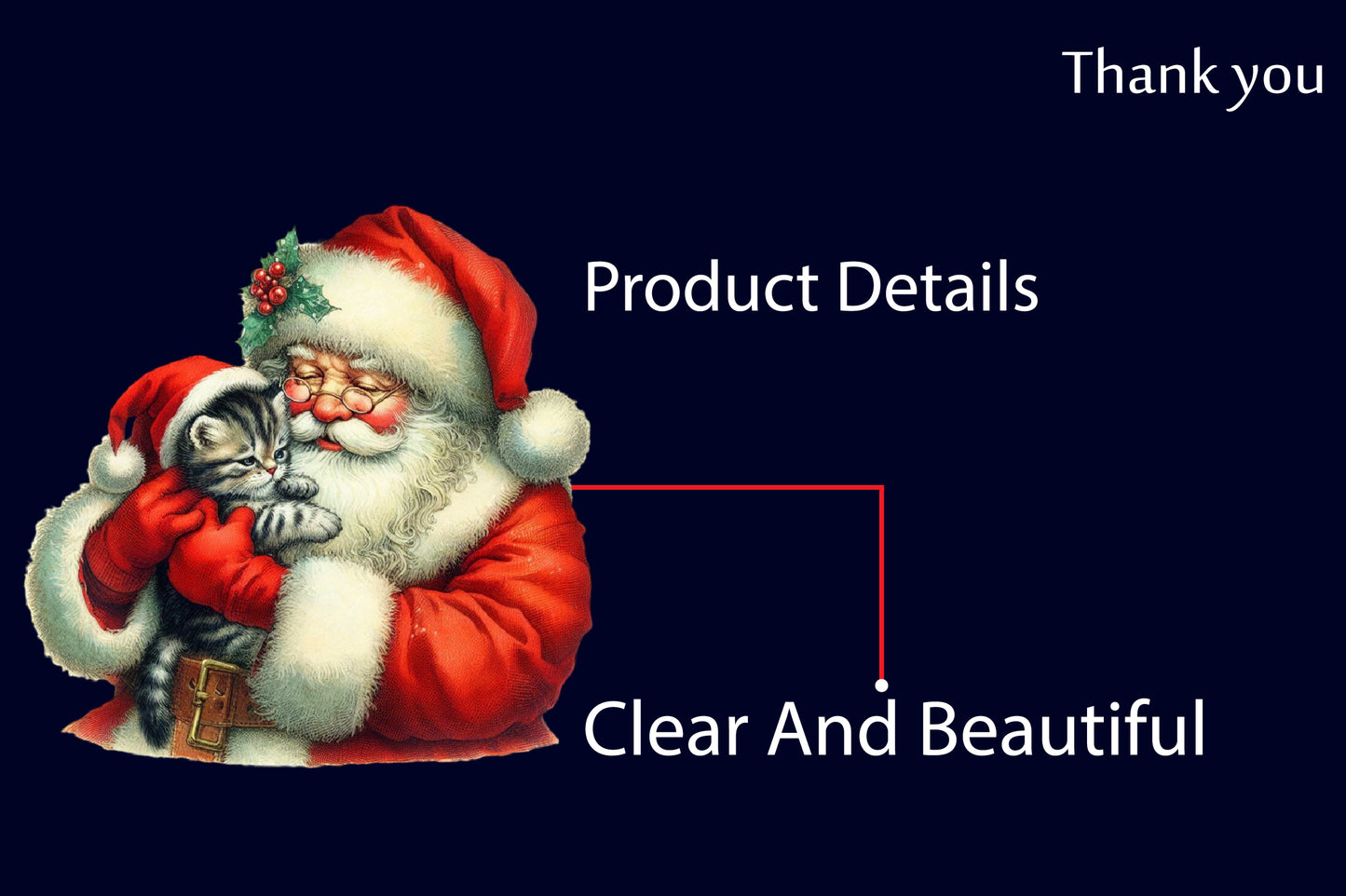 26 Christmas Santa Claus with Kitten PNG Bundle Watercolor