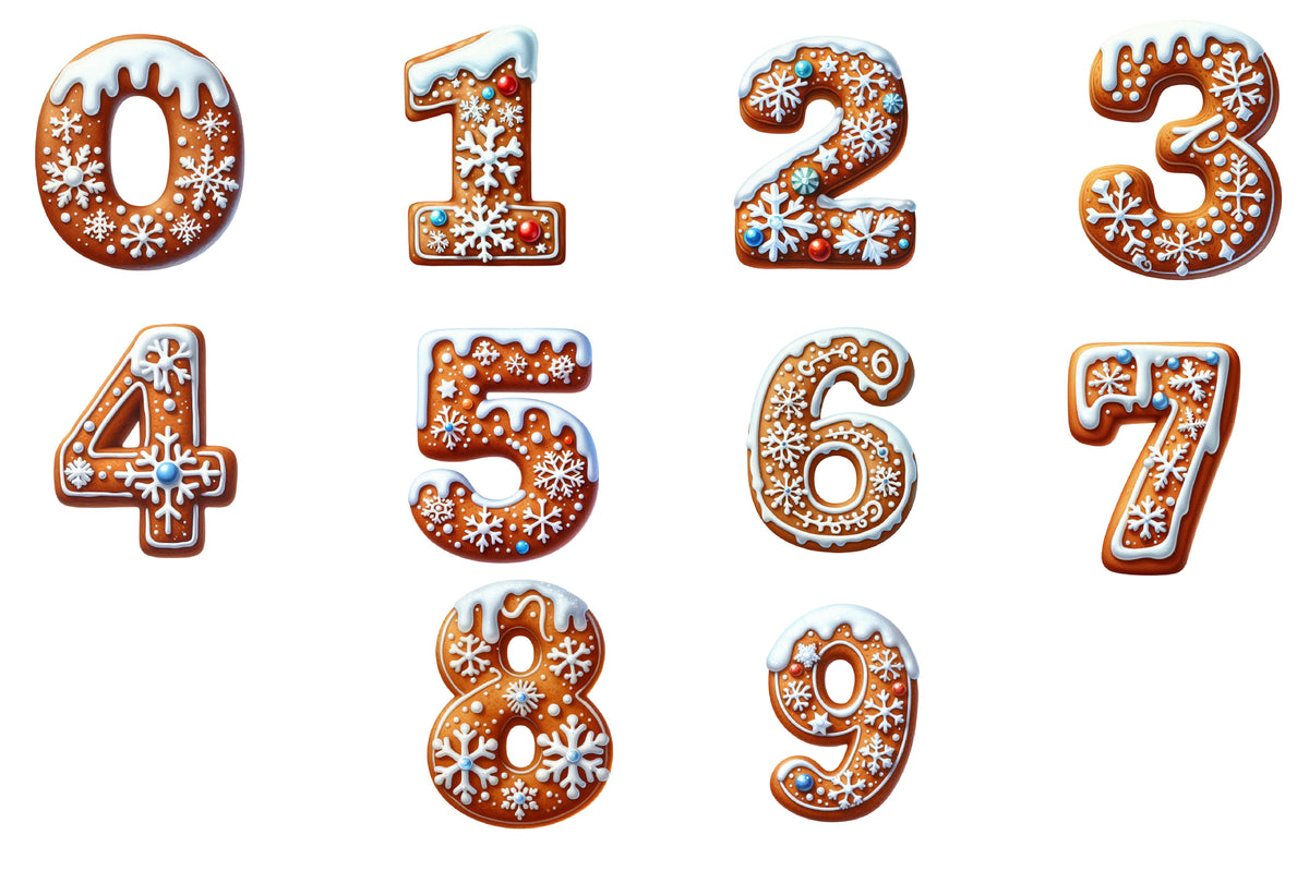 36 Christmas Snowflake Gingerbread Alphabet PNG Clipart Bundle