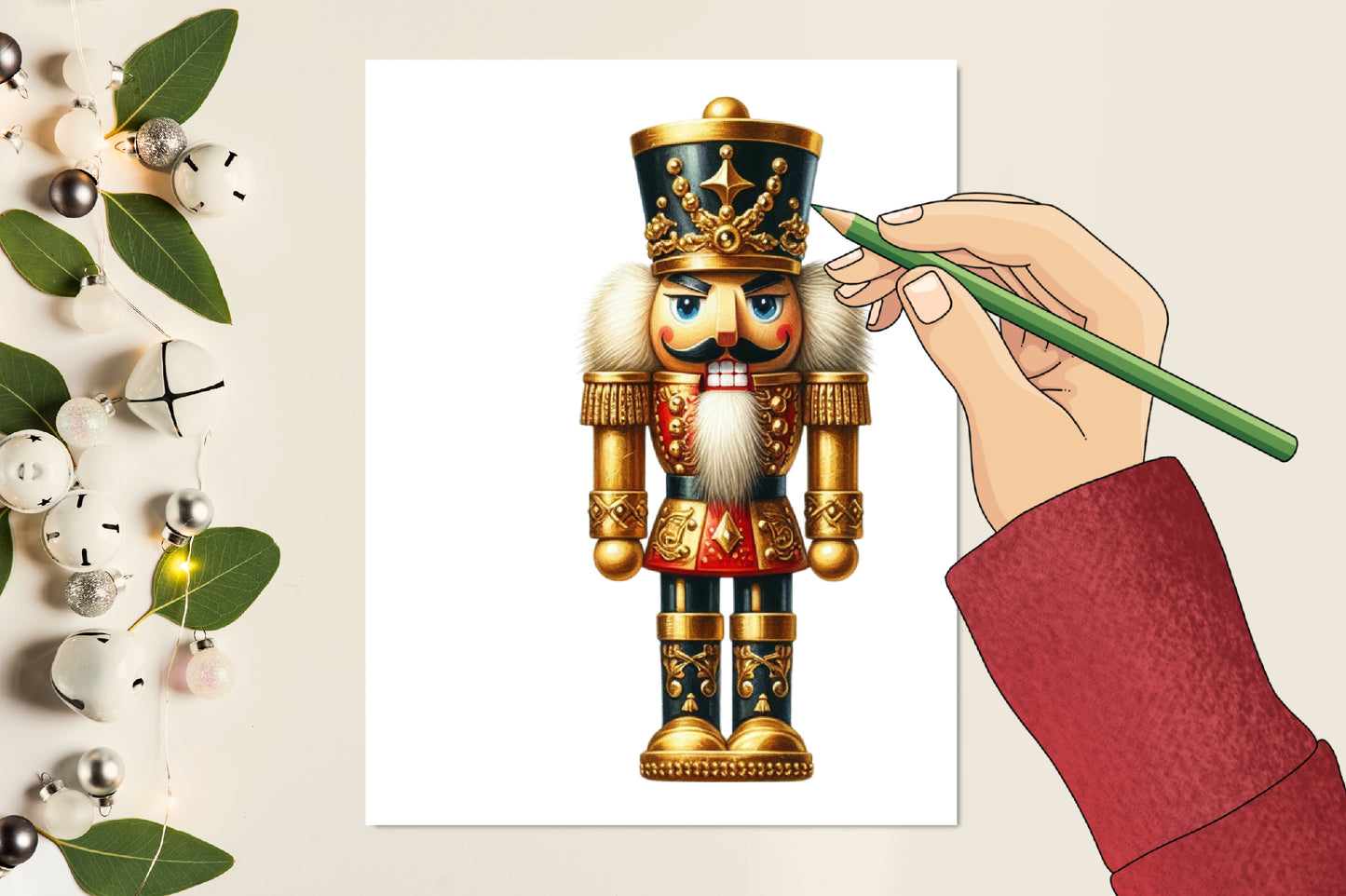 23 Christmas Golden Nutcracker PNG Watercolor Clipart Bundle Holiday